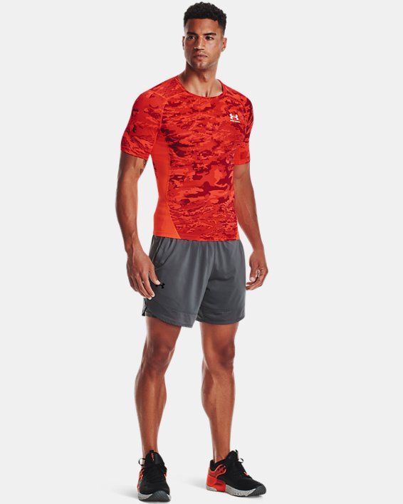 Men's HeatGear® Armour Camo Short Sleeve, Orange, pdpMainDesktop image number 2
